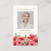 Poppy Memorial Photo Funeral Prayer Card Visitenkarte (Vorderseite)