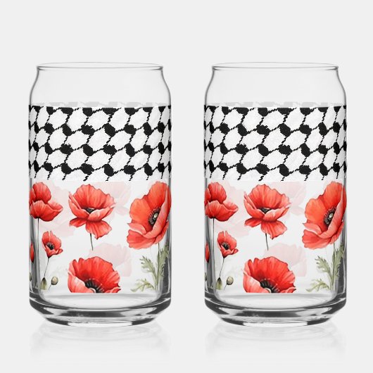 Poppy mit palästinensischem Hattah Can Glass Set Dosenglas (Rückseite)