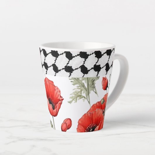 Poppy mit palästinensischem Hattah Latte-Tasse Milchtasse (Rechte Ecke)