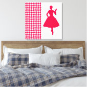 Poppy Modern Hahnentrittmuster mit Mode-Silhouette Leinwanddruck (Insitu (Schlafzimmer))