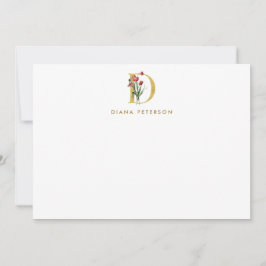 Poppy Monogram Gold Letter D Personalisiert Mitteilungskarte