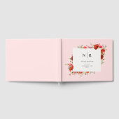 Poppy Monogram Pink Wedding Gästebuch (Voll)