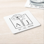 Poppy Monogram Rechteckiger Pappuntersetzer (angewinkelt)