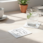 Poppy Monogram Rechteckiger Pappuntersetzer