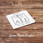 Poppy Monogram Rechteckiger Pappuntersetzer