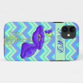 Poppy Monogram Turquoise & Green Zickzack ZizZag Case-Mate iPhone Hülle (Rückseite (Horizontal))