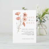Poppy Orange Blume Hochzeit Speichern Sie das Datu (Stehend Vorderseite)