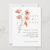 Poppy Orange Blume Hochzeit Speichern Sie das Datu (Vorderseite)