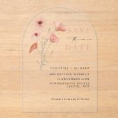 Poppy Orange Blume Hochzeit Speichern Sie das Datu Acryleinladungen (Vorderseite)