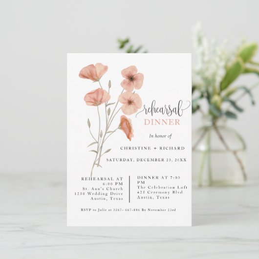 Poppy Orange Blume Hochzeitsessen Probe (Stehend Vorderseite)