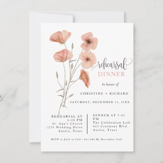 Poppy Orange Blume Hochzeitsessen Probe (Vorderseite)