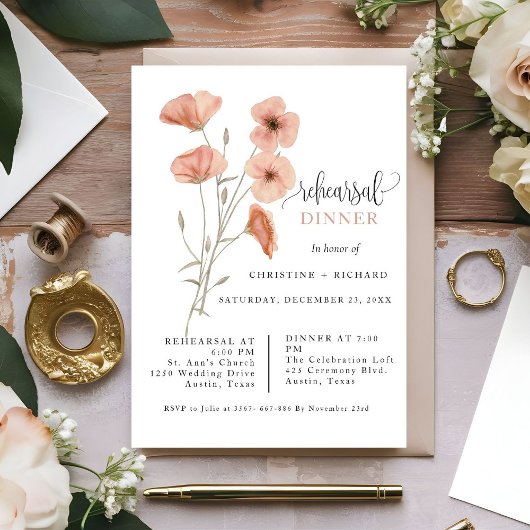 Poppy Orange Blume Hochzeitsessen Probe