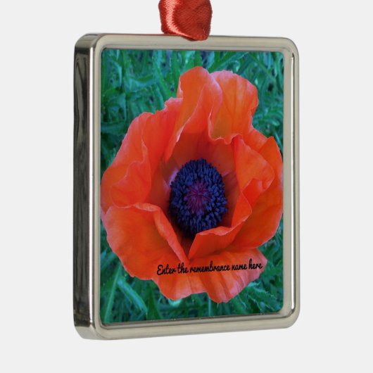 POPPY Oriental Red Orange — Silbernes Ornament (Rechts)