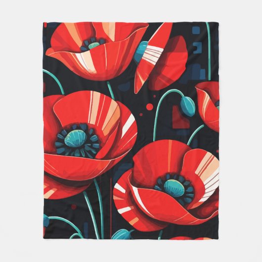 Poppy Papaver flowers Fleecedecke (Vorderseite)