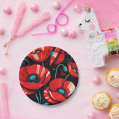 Poppy Papaver flowers Pappteller (Party)