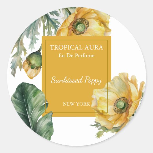 Poppy Perfume Label Runder Aufkleber (Vorderseite)