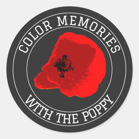 Poppy - Personalisierter Oben- und Untertext auf s Runder Aufkleber (Vorderseite)
