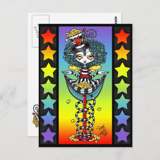 Poppy Popcorn Pixie Stick Rainbow Circus Postkarte (Vorne/Hinten)