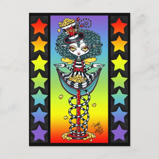 Poppy Popcorn Pixie Stick Rainbow Circus Postkarte (Vorderseite)