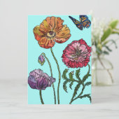 Poppy Poppies Art Watercolor Einladung zum Geburts (Stehend Vorderseite)