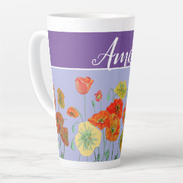 Poppy Poppies Red Lavender lila Art Malerei Tasse