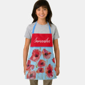 Poppy Poppies Red Watercolor Kinder Girls Schürze (Insitu)