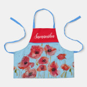 Poppy Poppies Red Watercolor Kinder Girls Schürze (Vorderseite)