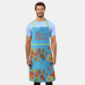 Poppy Poppies Red Watercolor Mums Blue Floral Schürze (Getragen)