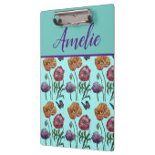 Poppy Poppies Rotes Shabby Chic Aqua Blume Klemmbrett (Links)