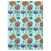 Poppy Poppies Rotes Shabby Chic Aqua Blume Klemmbrett (Rückseite)