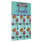 Poppy Poppies Rotes Shabby Chic Aqua Blume Klemmbrett (Rechts)