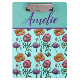 Poppy Poppies Rotes Shabby Chic Aqua Blume Klemmbrett