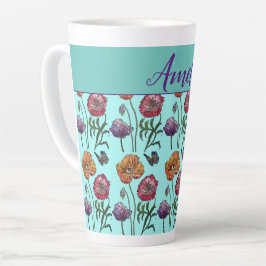 Poppy Poppies Rotes Shabby Chic Aqua Blume Milchtasse