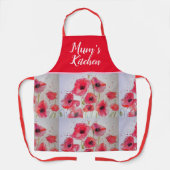 Poppy Poppies Rotes Shabby Chic Aquarellfarben Schürze (Vorderseite)
