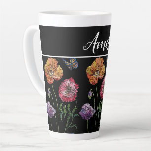 Poppy Poppies Rotes Shabby Chic Schwarze Flora Blu Milchtasse