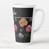Poppy Poppies Rotes Shabby Chic Schwarze Flora Blu Milchtasse (Rechts)