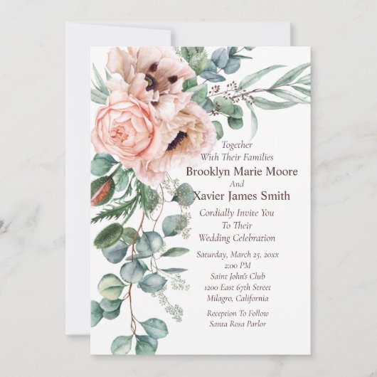 Poppy Radiance Wedding Einladung (Vorderseite)