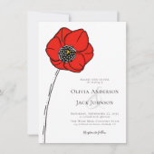 Poppy Red Blume Wedding Einladung (Vorderseite)