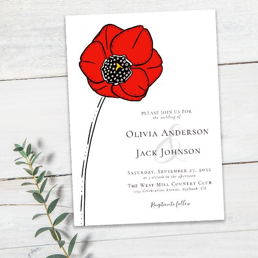 Poppy Red Blume Wedding Einladung