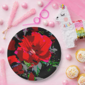 Poppy Red Retro Blumendesign Pappteller (Party)