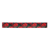 Poppy Red Retro Blumendesign Satinband (Vorderseite)