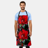 Poppy Red Retro Blumendesign Schürze (Getragen)