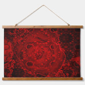 Poppy Red Retro Blumendesign Wandteppich Mit Holzrahmen (Vorne)