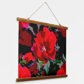 Poppy Red Retro Blumendesign Wandteppich Mit Holzrahmen (Gewinkelt)
