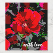 Poppy Red Retro Blumendesign Weinetikett (Einzelnes Label)