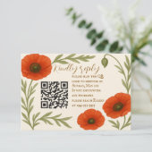 Poppy Reverie QR Code RSVP Card Karte (Stehend Vorderseite)