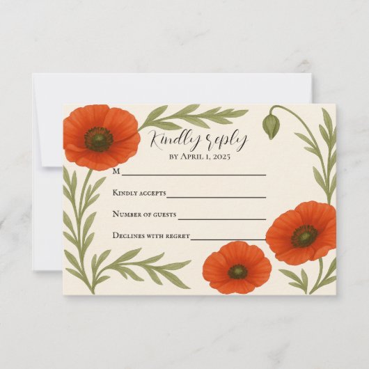 Poppy Reverie RSVP Card (Vorderseite)