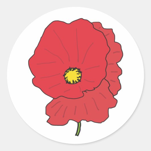 Poppy Runder Aufkleber (Vorderseite)