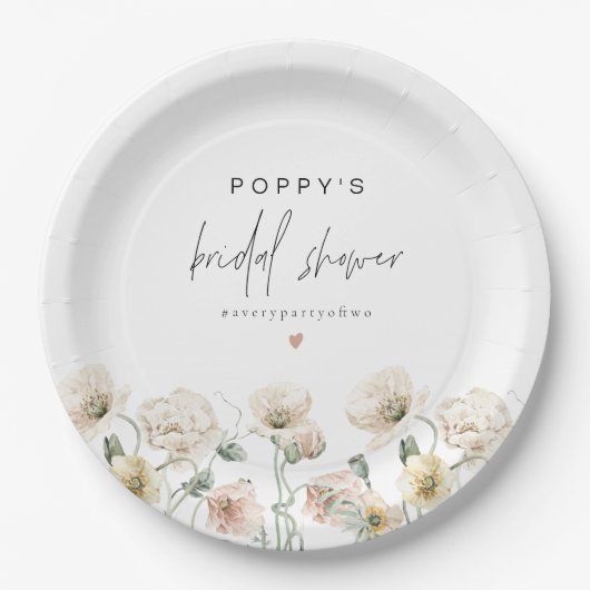 POPPY Rustic Pastel Wildblume Brautparty Pappteller (Vorderseite)