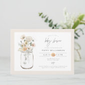 POPPY Rustikale Wildblume Mason Jar Babydusche Einladung (Stehend Vorderseite)